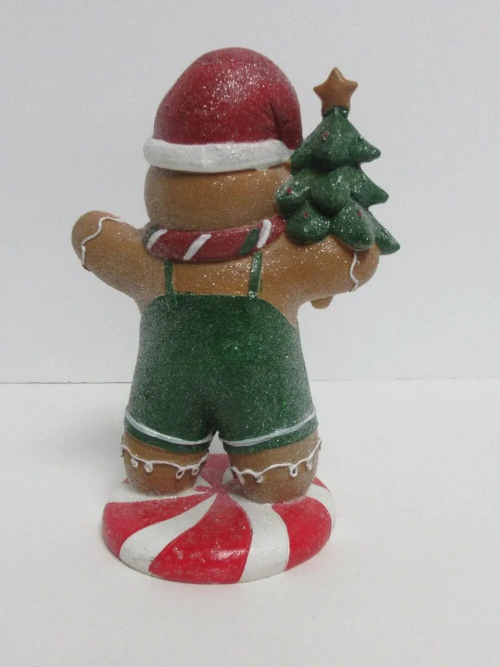 Festive Gingerbread Boy Figurine with Tree-Red&Green